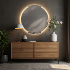 Круглое настенное зеркало 90 см со светодиодной LED-подсветкой Рия 